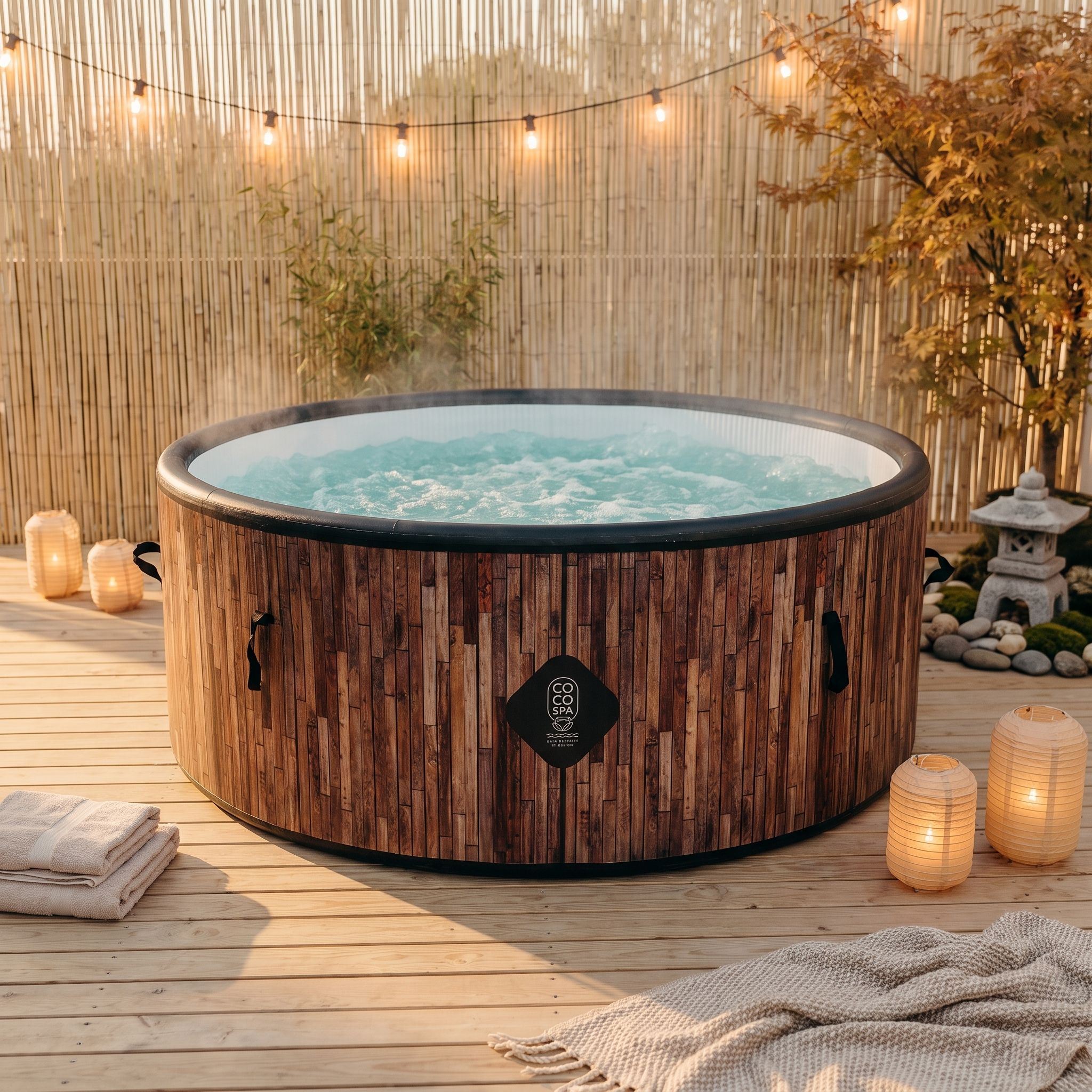 Spa gonflable bali 180 cm imitation bois coco spa